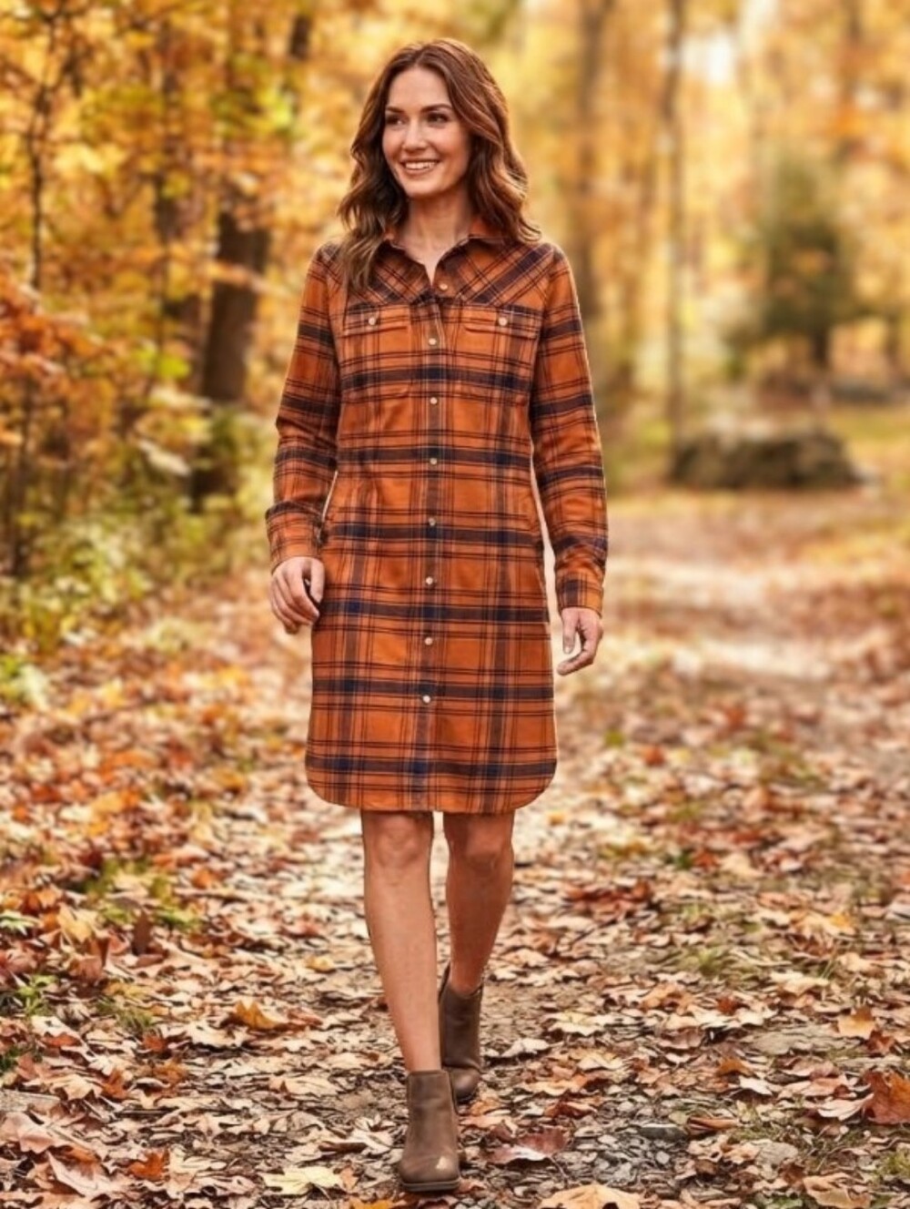 Duluth Womens Folklore Flannel Duster Shirt Dress Mustard Navy Plaid Shacket 2X